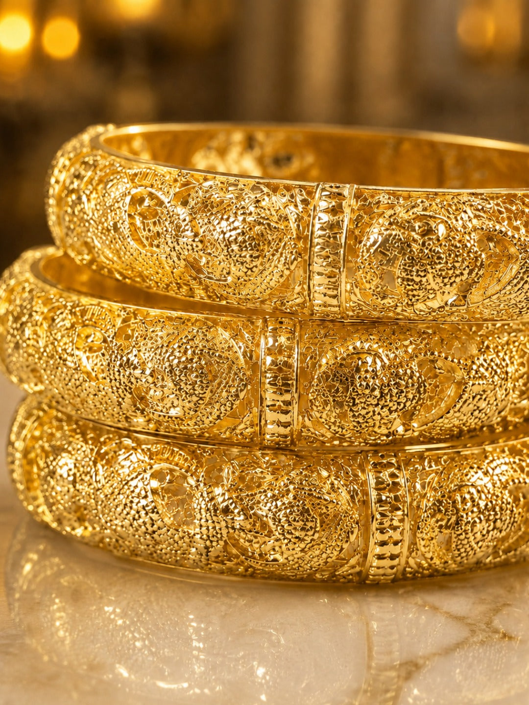 The Imperial Gold Filigree Bangle Trio