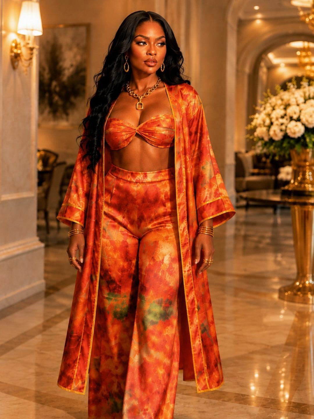 The Sunset Sovereign Kimono Lounge Set