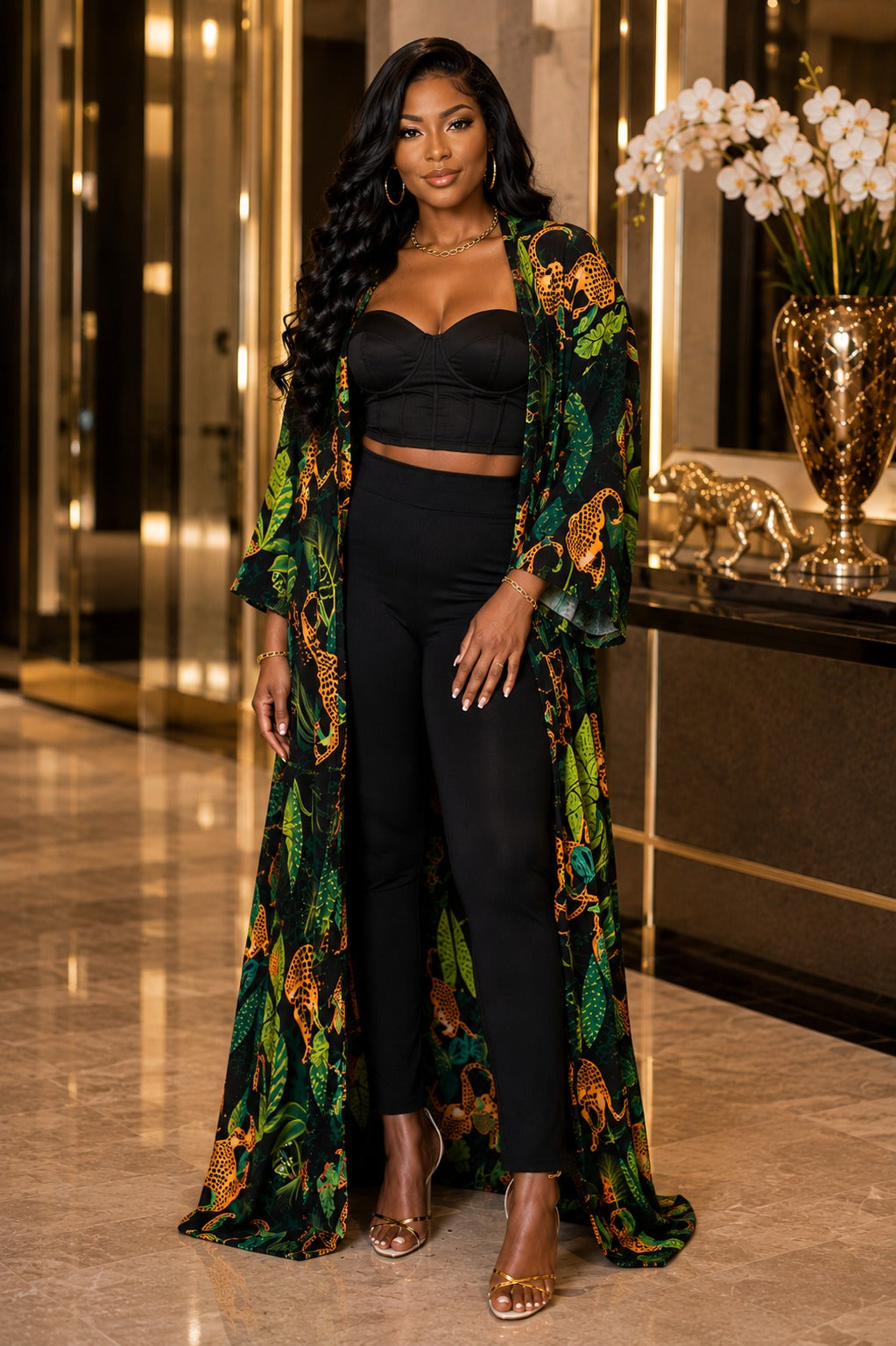 Safari Noir Kimono Duster Set
